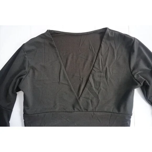 Floerns V Neck Long Bell Sleeve Wrap Blouse Top Tee Shirts - Size L, NWOT - Picture 2 of 6